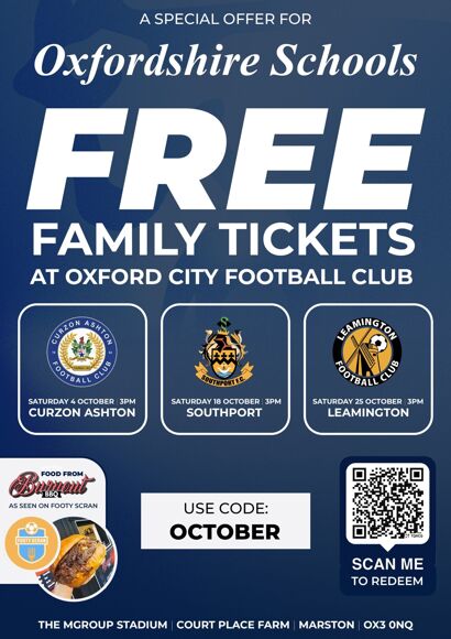 Oxfordshire Schools Ticket Offer