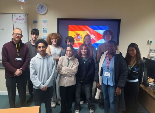 2025 11 14 Lissette visits Dr Bown?s year 13 Spanish lesson P3 Friday 14 November